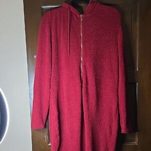 Cozy Red Hooded Zip-Up Jacket